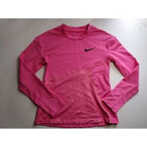 Nike Pro Dri Fit Girls Long Sleeve Athletic Shirt Pink Size M